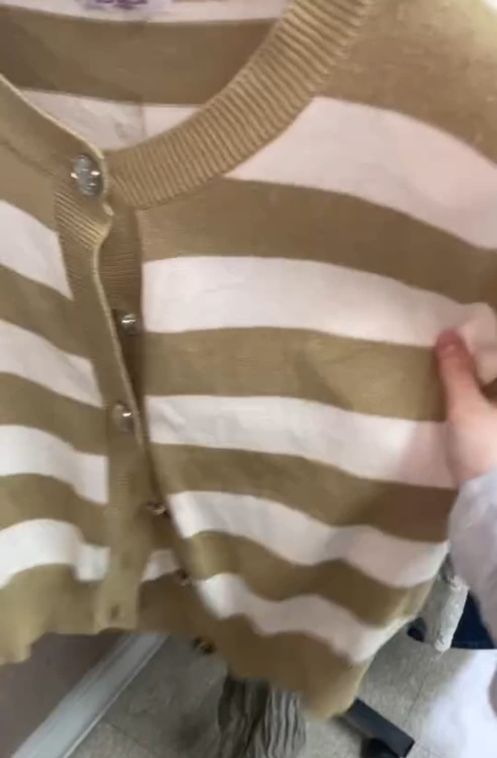 크루빈티지 코디 단가라 반팔 니트가디건 상품이미지2