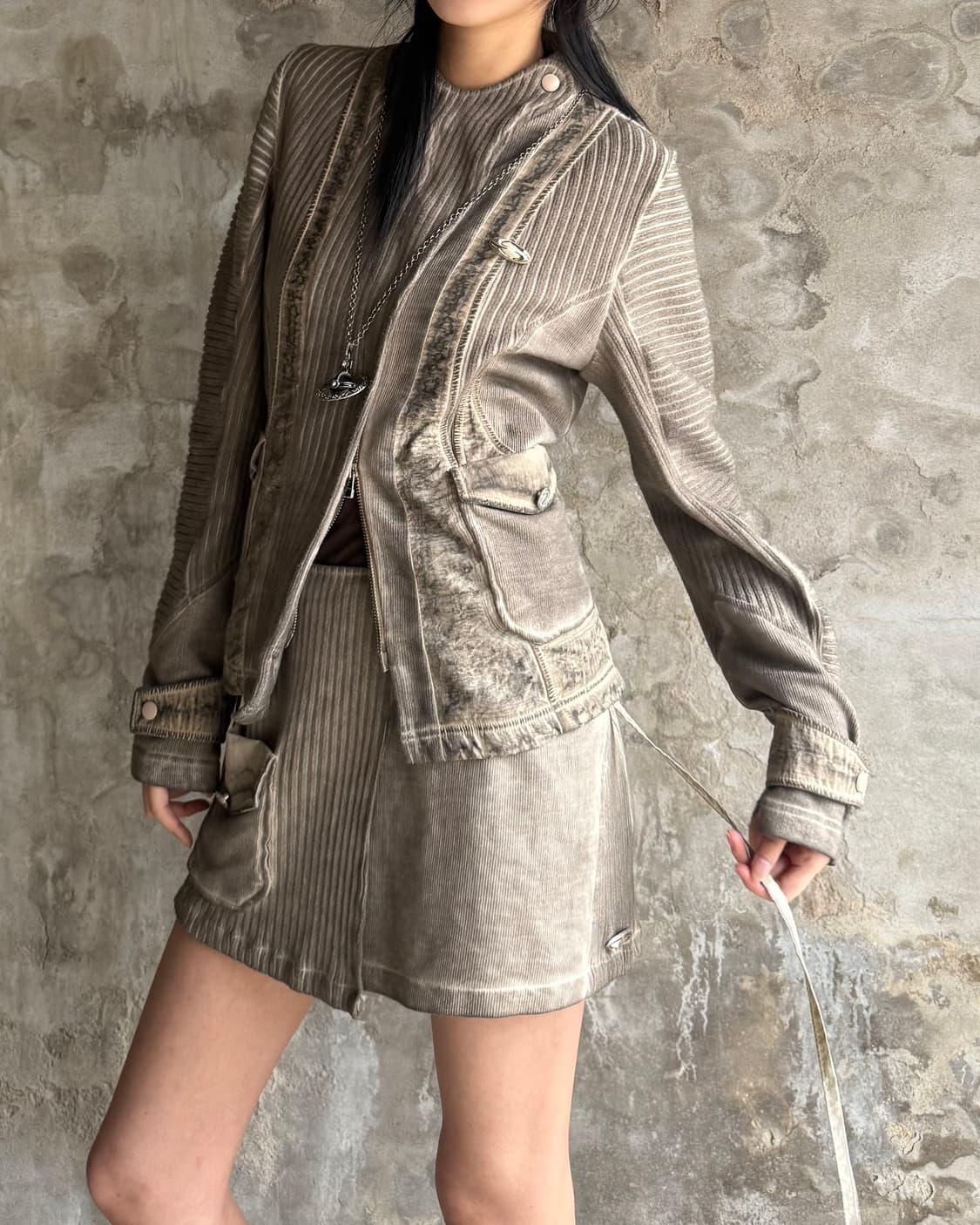 Grailz 워싱 디테일 셋업 스커트 상품이미지2