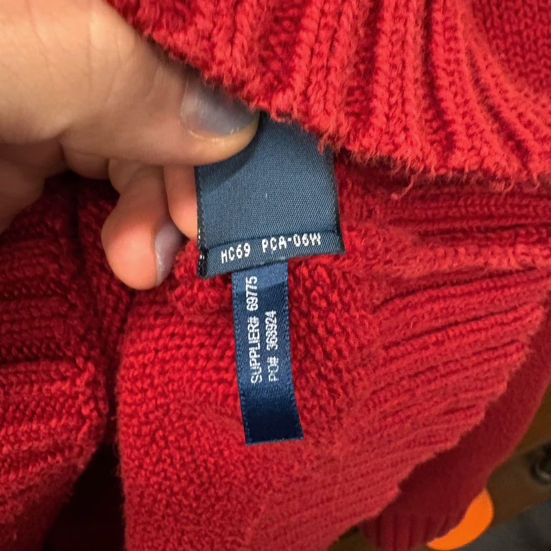 90s 폴로 랄프로렌 청키립 하프집업 코튼 니트 스웨터 레드 N633 상품이미지9