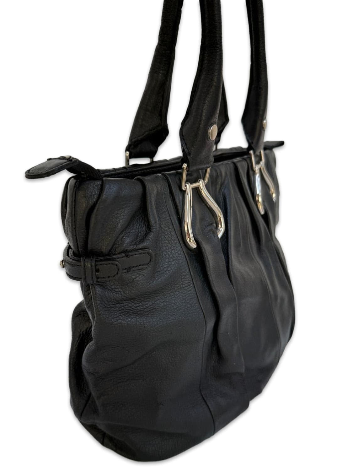 빈티지 블랙 가죽 사이드 벨트핸드백 상품이미지4