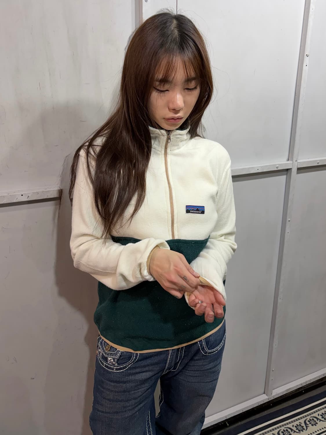 PATAGONIA white fleece half zip-up 상품이미지1