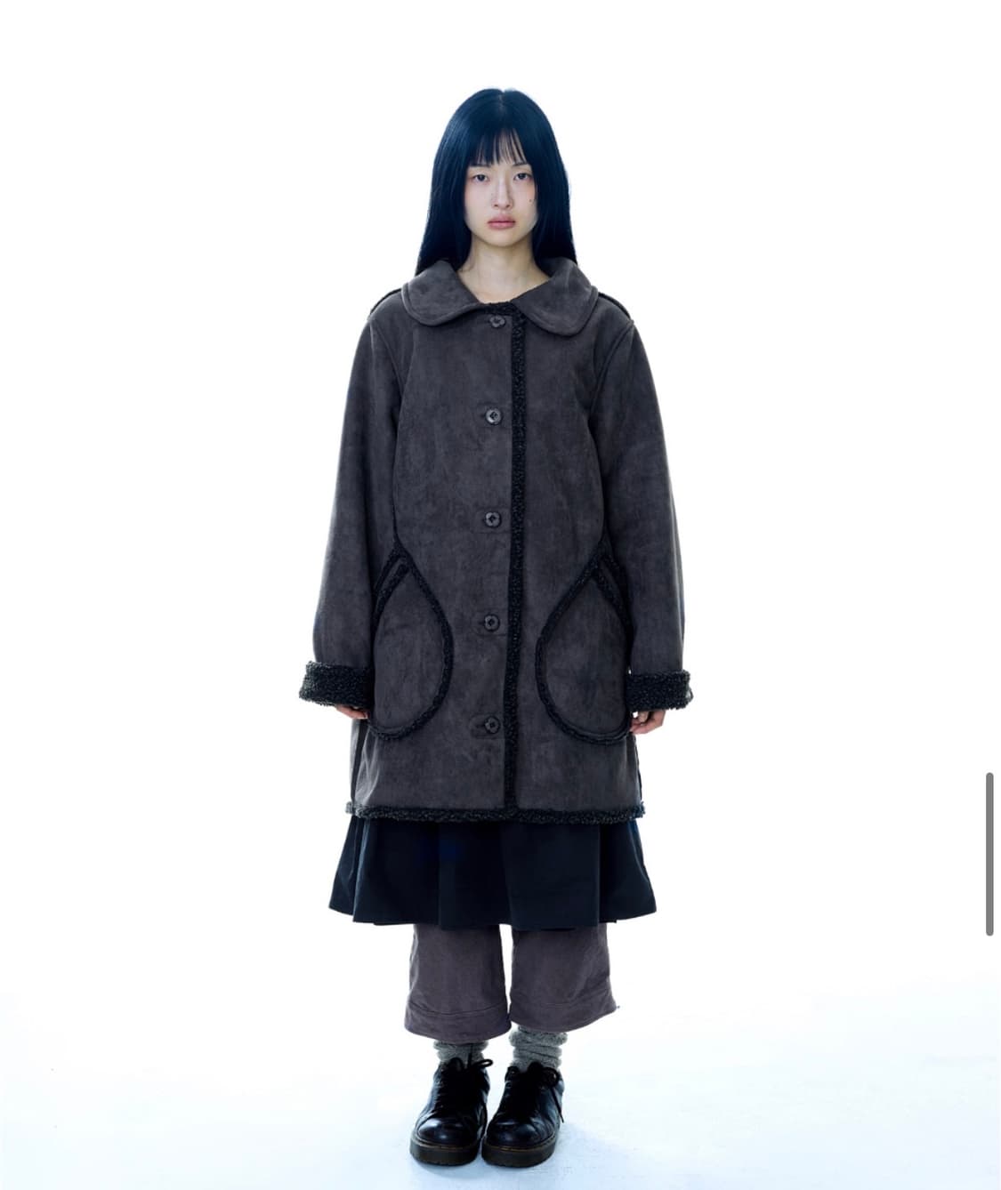 코이세이오 ROUND COLLAR SUEDE JACKET CHARCOAL 상품이미지1