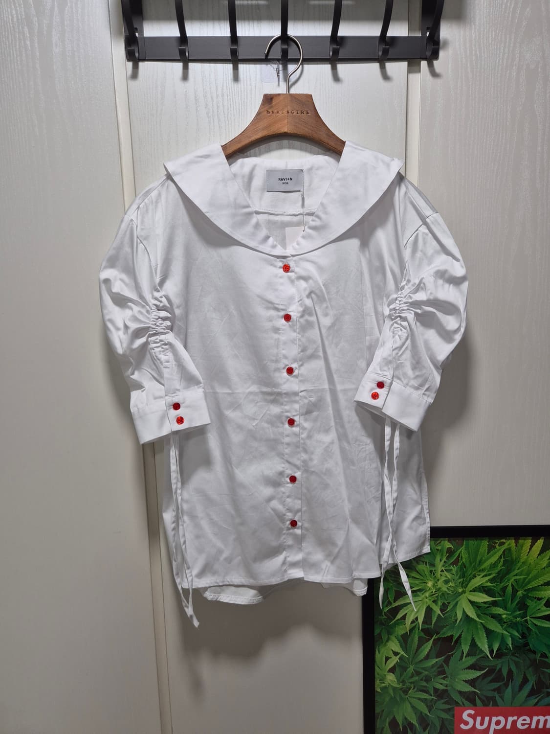 (타임세일)(새상품)RAVI+N 화이트 세일러 블라우스 상품이미지1