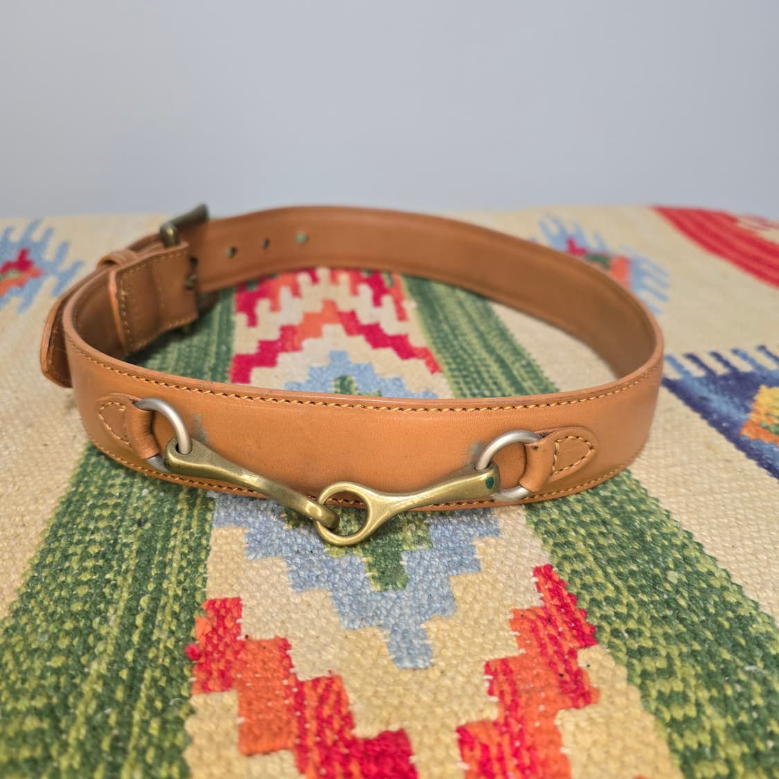 Vintage 90s 카우레더 홀스빗 솔리드브레스(황동)버클 벨트 27 상품이미지3