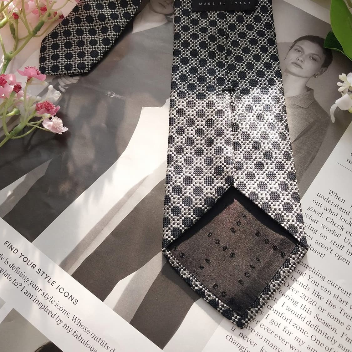 휴고보스 실크 블랙 패턴 슬림 넥타이 7.9cm A+등급 K1815
 상품이미지6