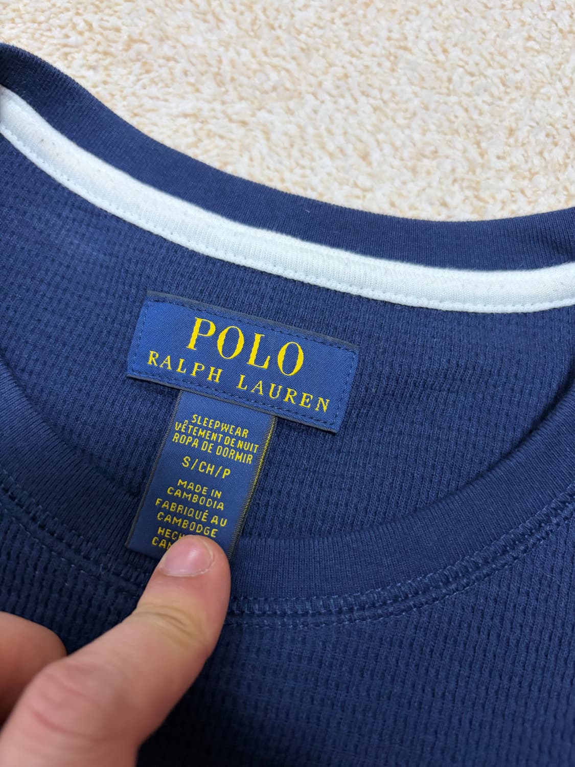 S) 폴로 랄프로렌 네이비 와플 반팔티 상품이미지4