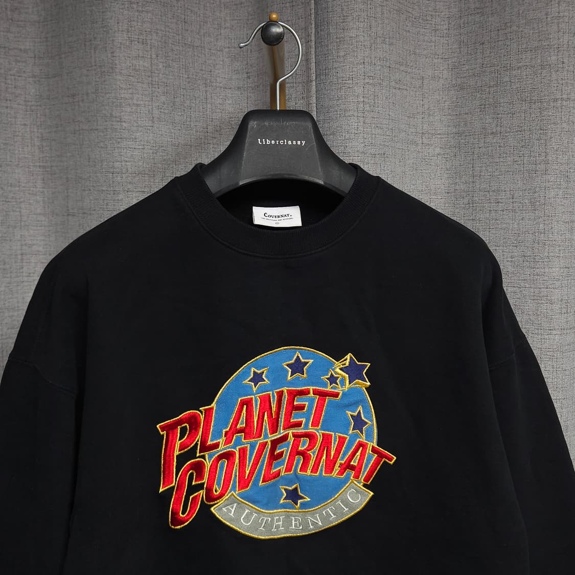 L ) 커버낫 스타 플라넷 자수 로고 기모 오버핏 맨투맨 상품이미지2