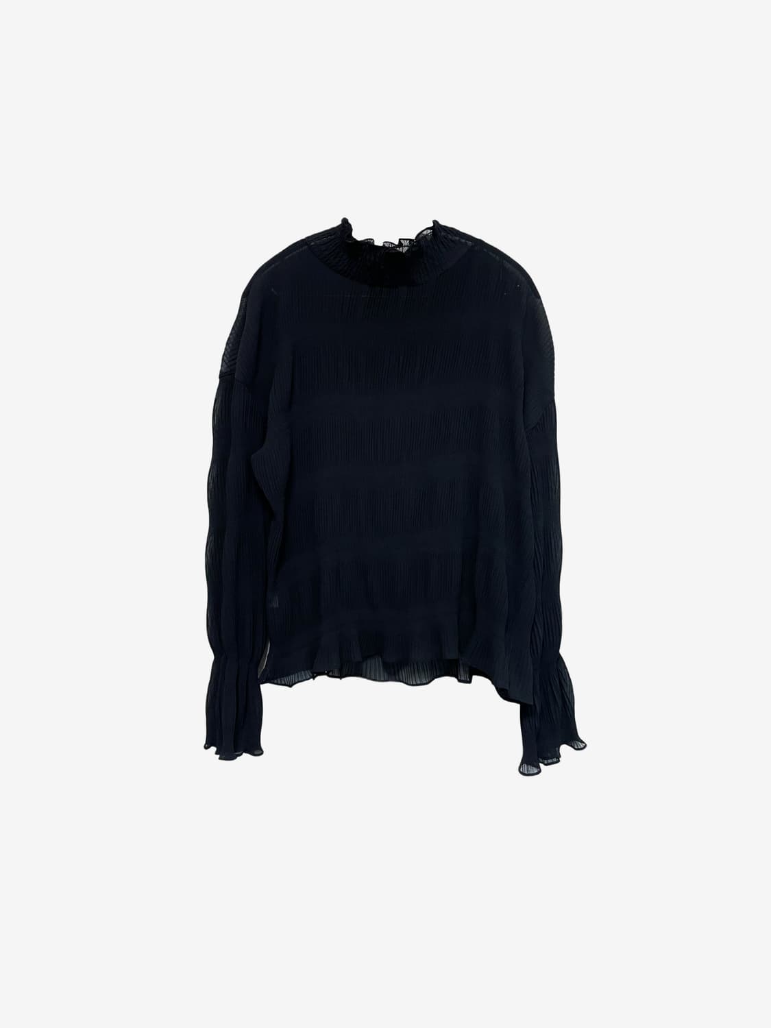 Chiffon Shirring Blouse - Black 상품이미지7