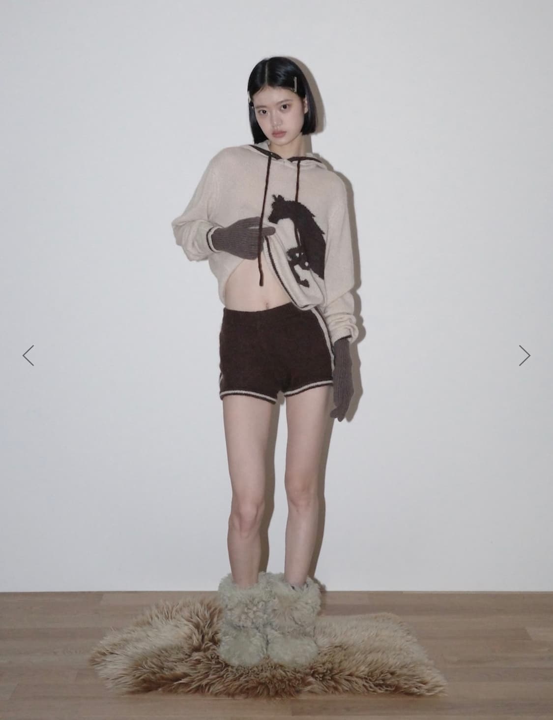 글로니 세트! (코지 크리터 후드 니트+크로스 스티치 니트 쇼츠) 상품이미지2