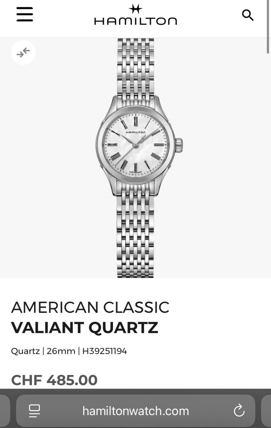 해밀턴 Hamilton 마더오브펄 여성시계 상품이미지1