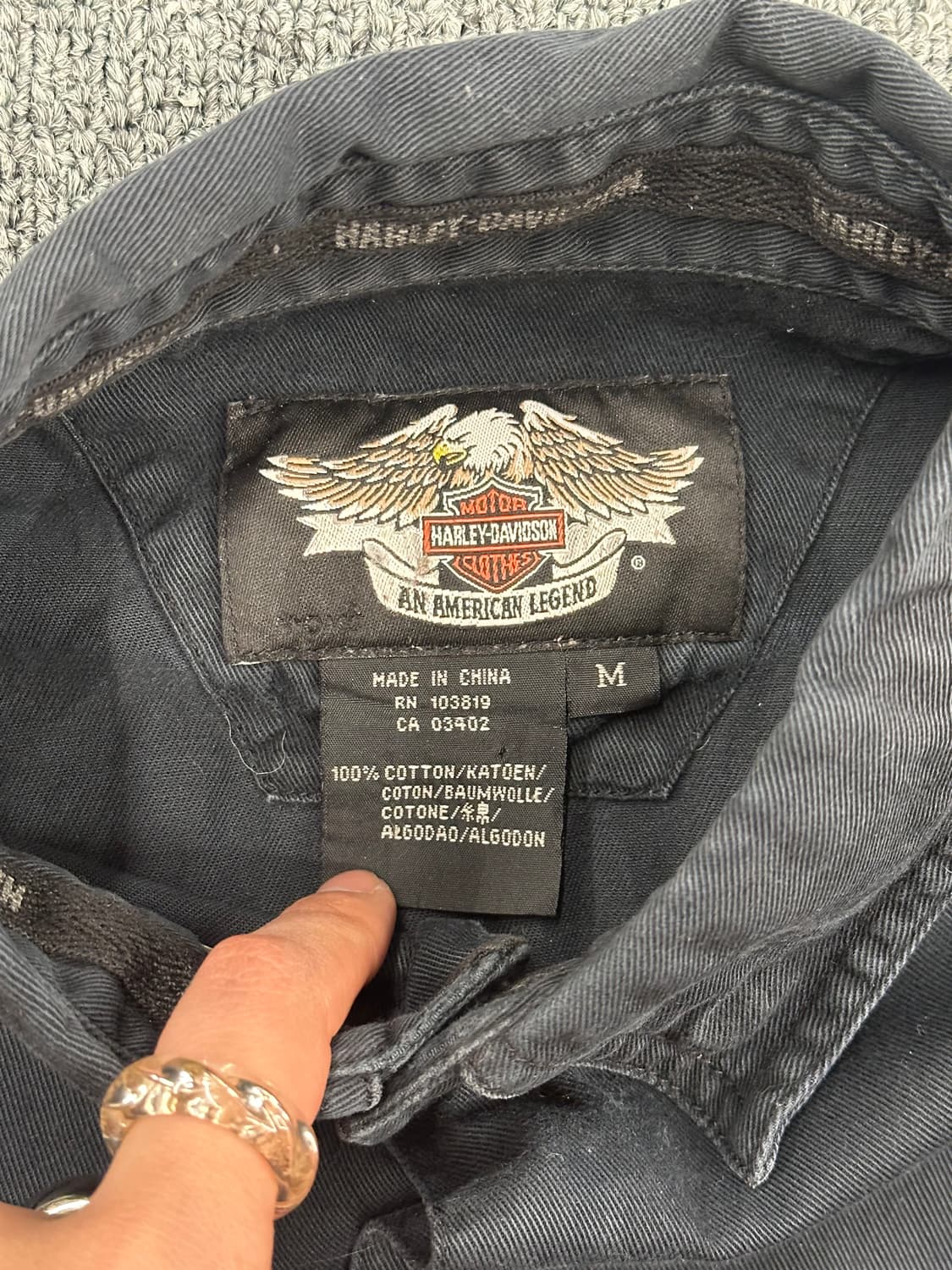 M)할리데이비슨 빈티지 자수 패치 블랙 반팔셔츠  상품이미지4