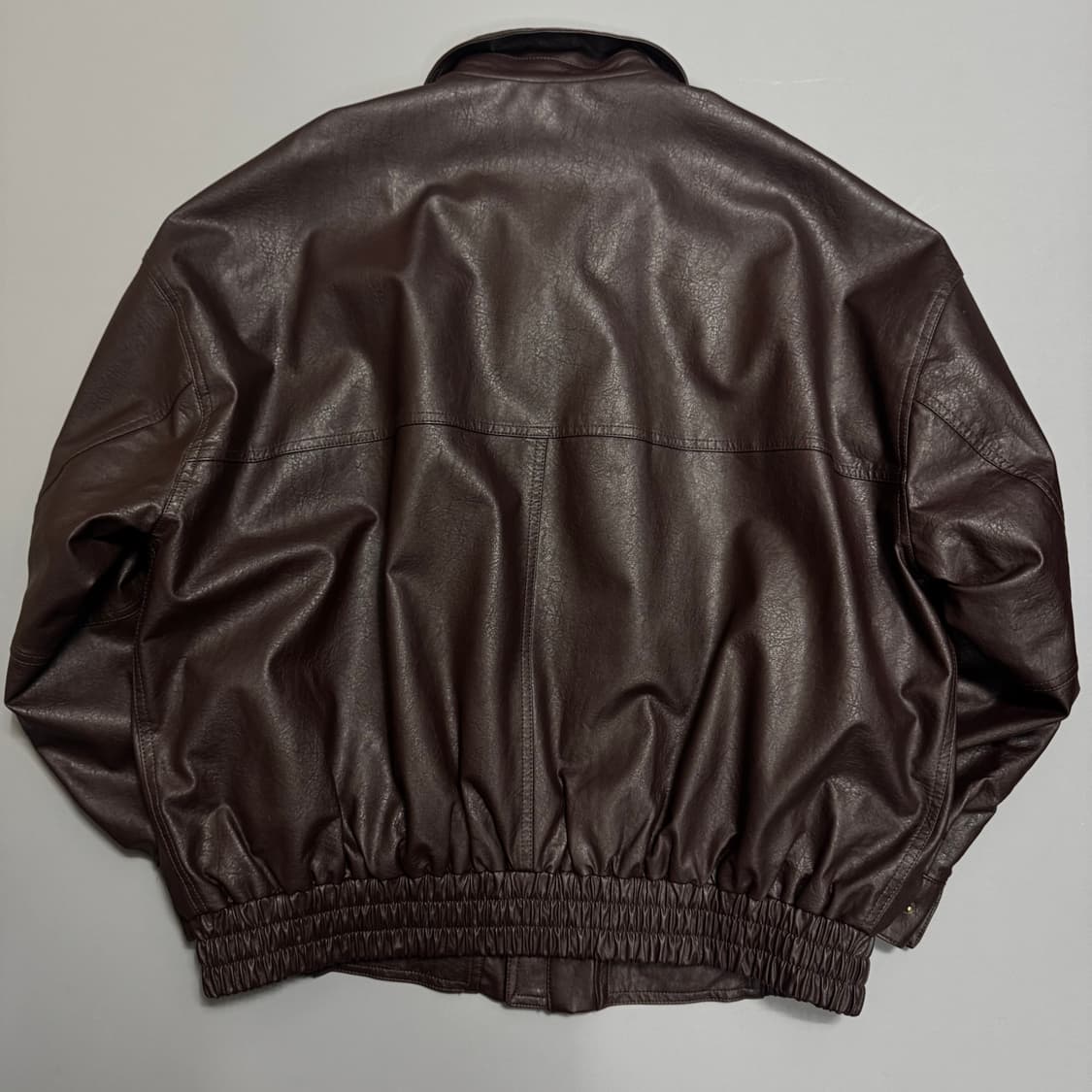 프릭스스토어 다크브라운컬러 드롭숄더 2way 칼라넥 레더 자켓 상품이미지6