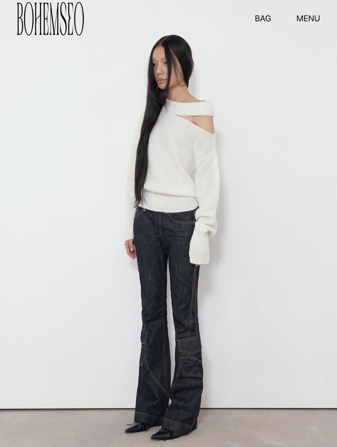보헤미안서울 컷아웃 슬림핏 니트 상품이미지2