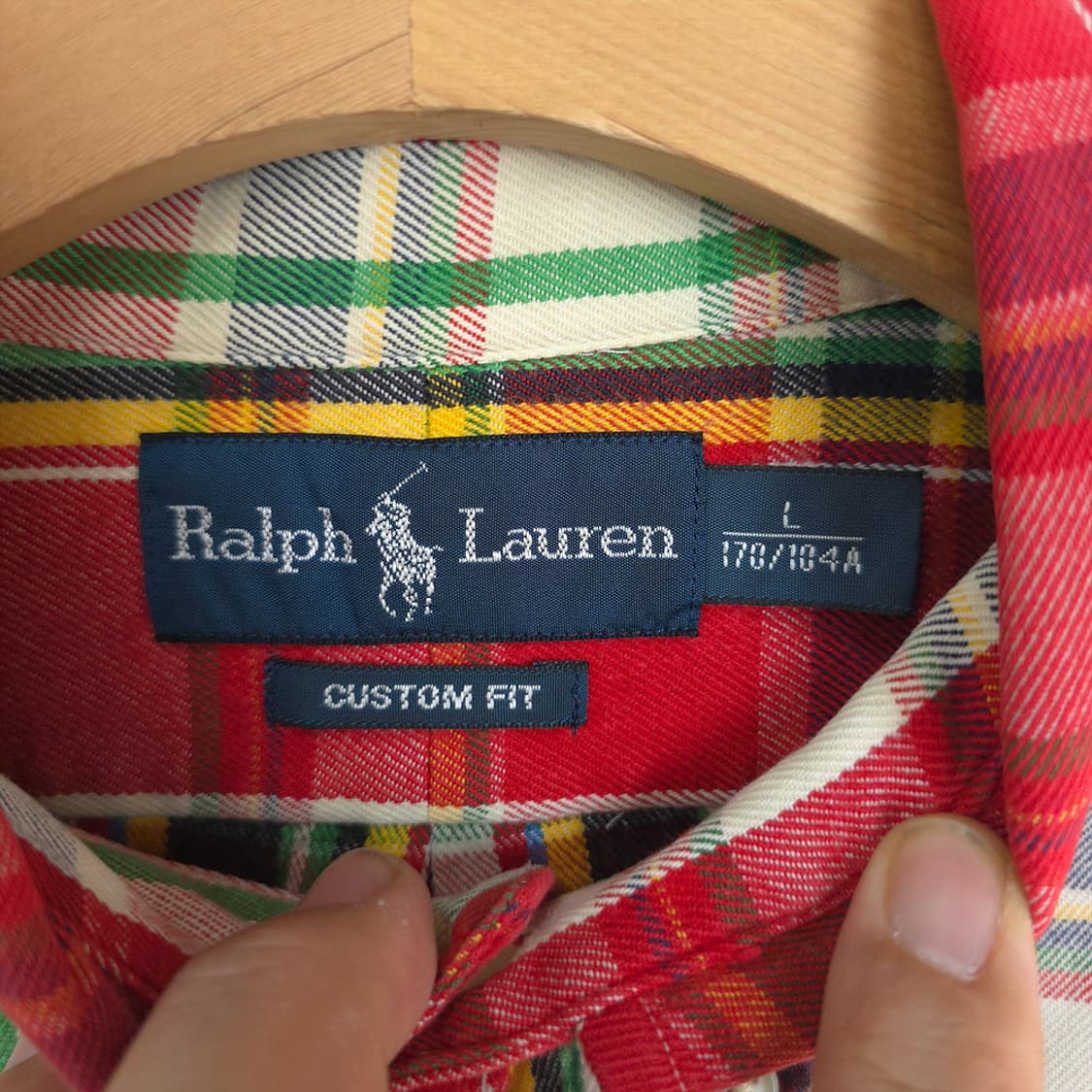폴로 랄프로렌 POLO 커스텀핏 레드배색 체크 코튼 셔츠 남방 L 상품이미지5