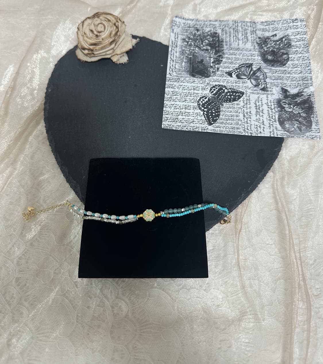 빈티지 터키석  담수진주 레이어드 팔찌 상품이미지2