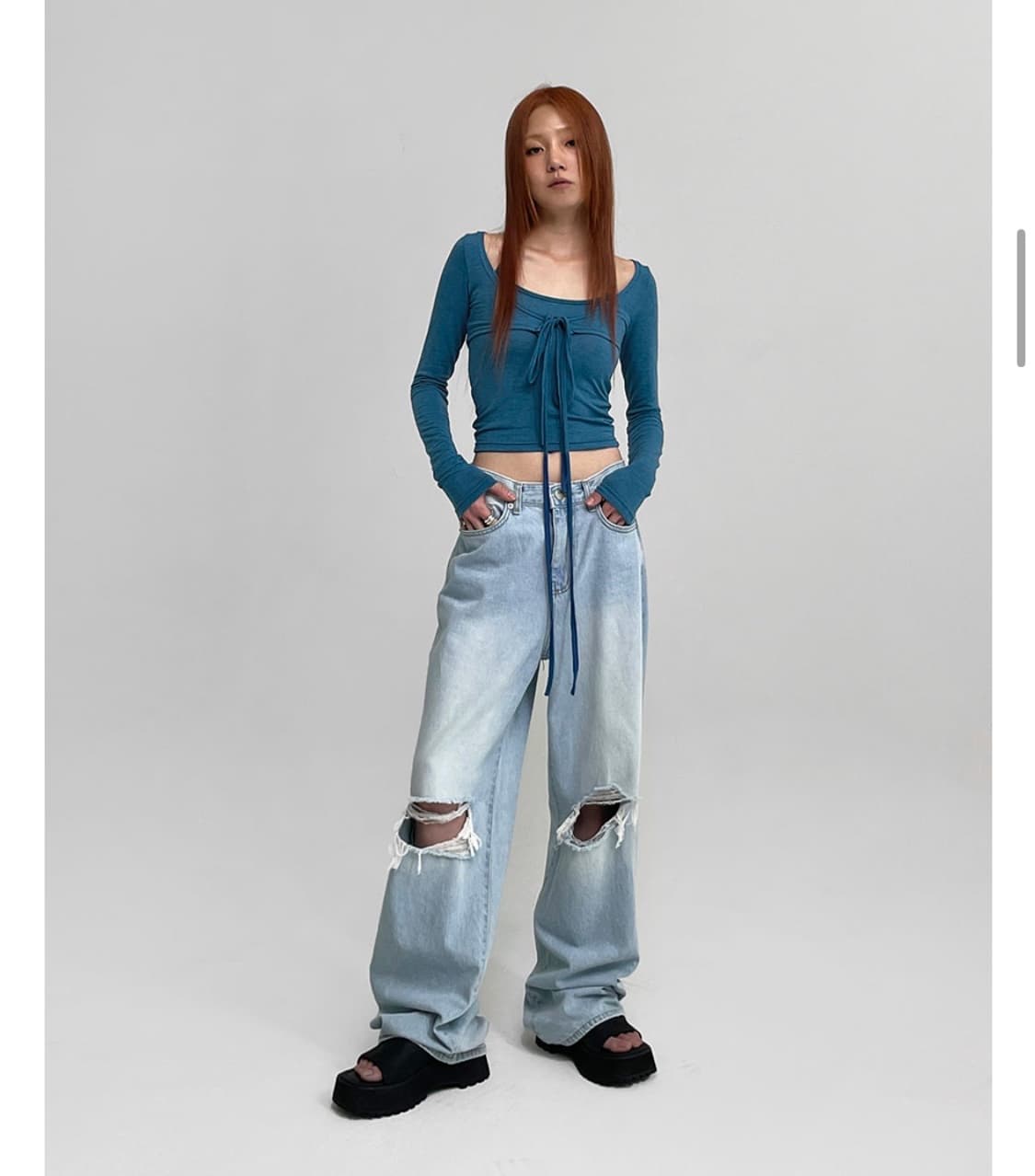 [빠른배송] 블랙업 썸머 데미지 데님팬츠 상품이미지2