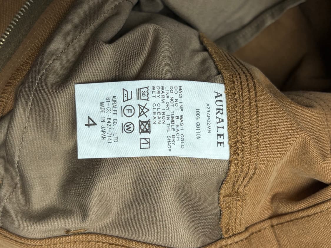 미시착 새상품] 오라리 23FW 워시드 헤비 캔버스 팬츠 브라운 Mens 상품이미지3