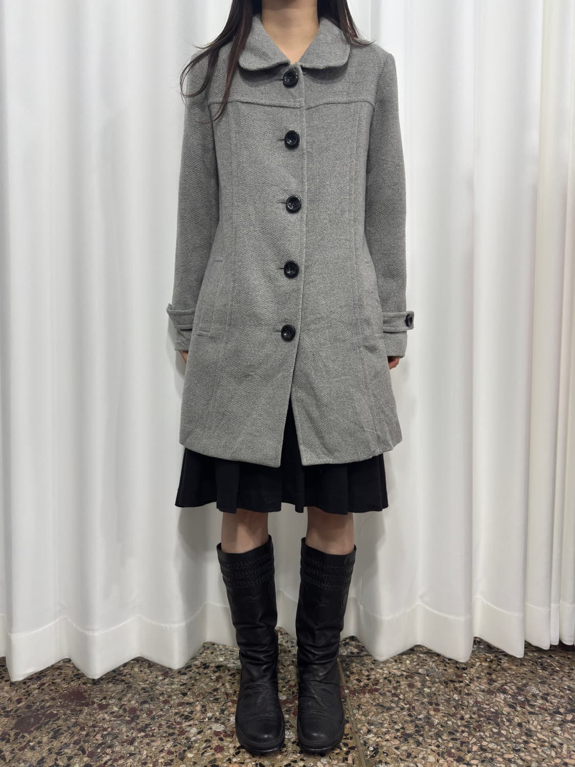soft gray button coat 상품이미지3