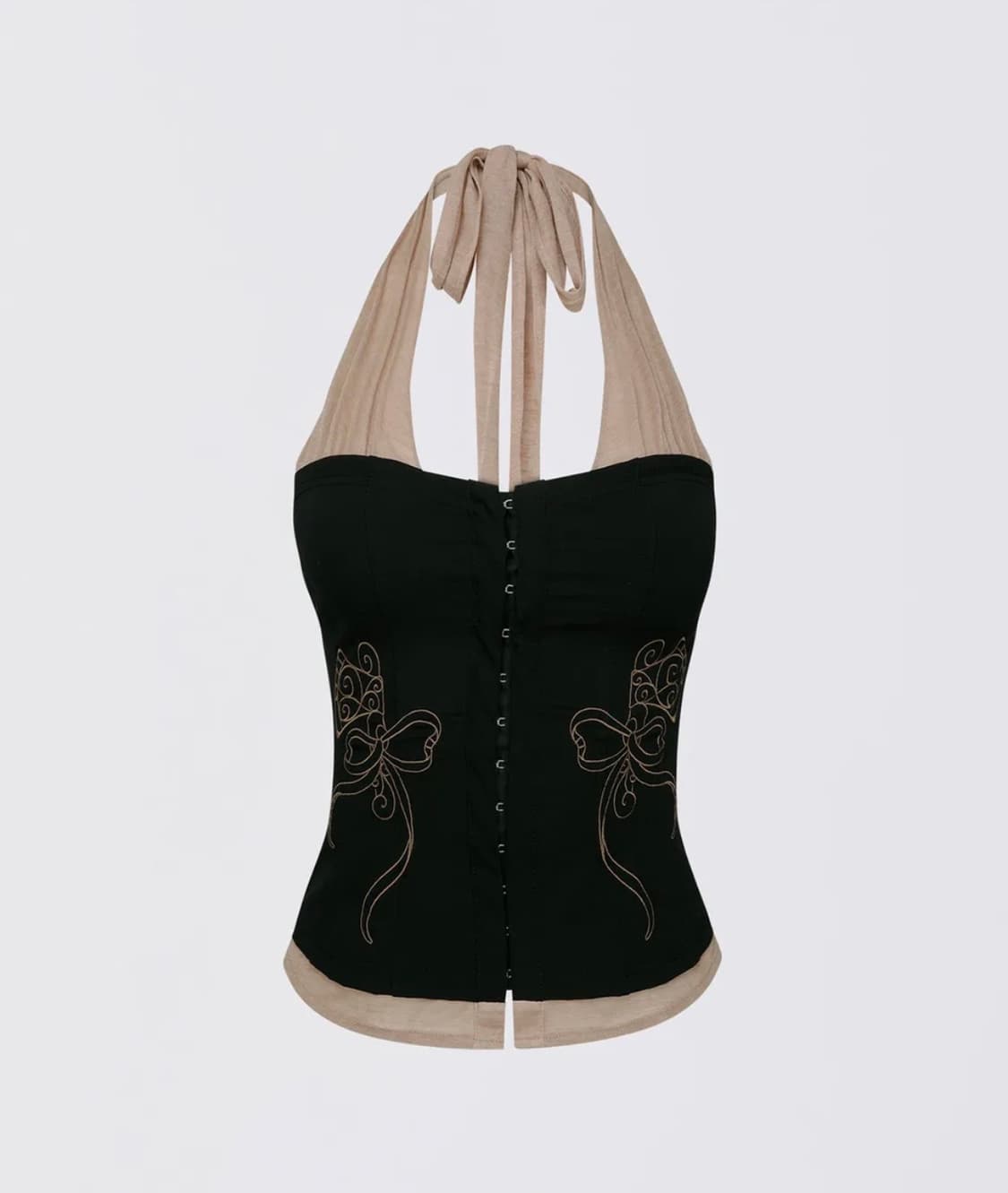 (구해요) 스컬프터 팜코르셋 홀터탑 블랙/스킨 상품이미지1