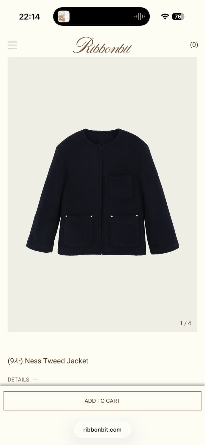리본빛 네스 트위드 자켓 네이비 상품이미지1