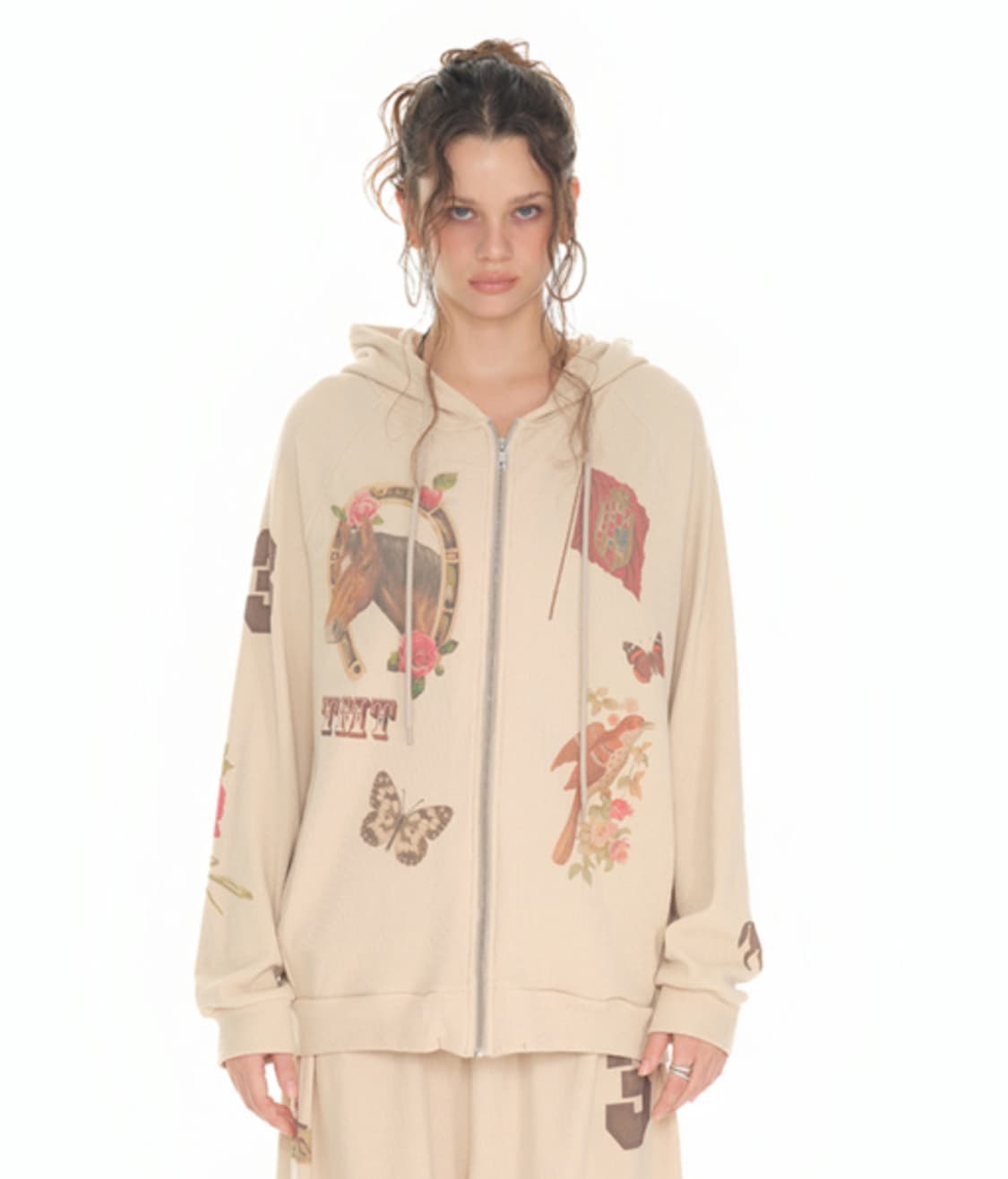 투머치택스 WESTERN WAFFLE ZIP-UP HOODIE (BEIG 상품이미지4