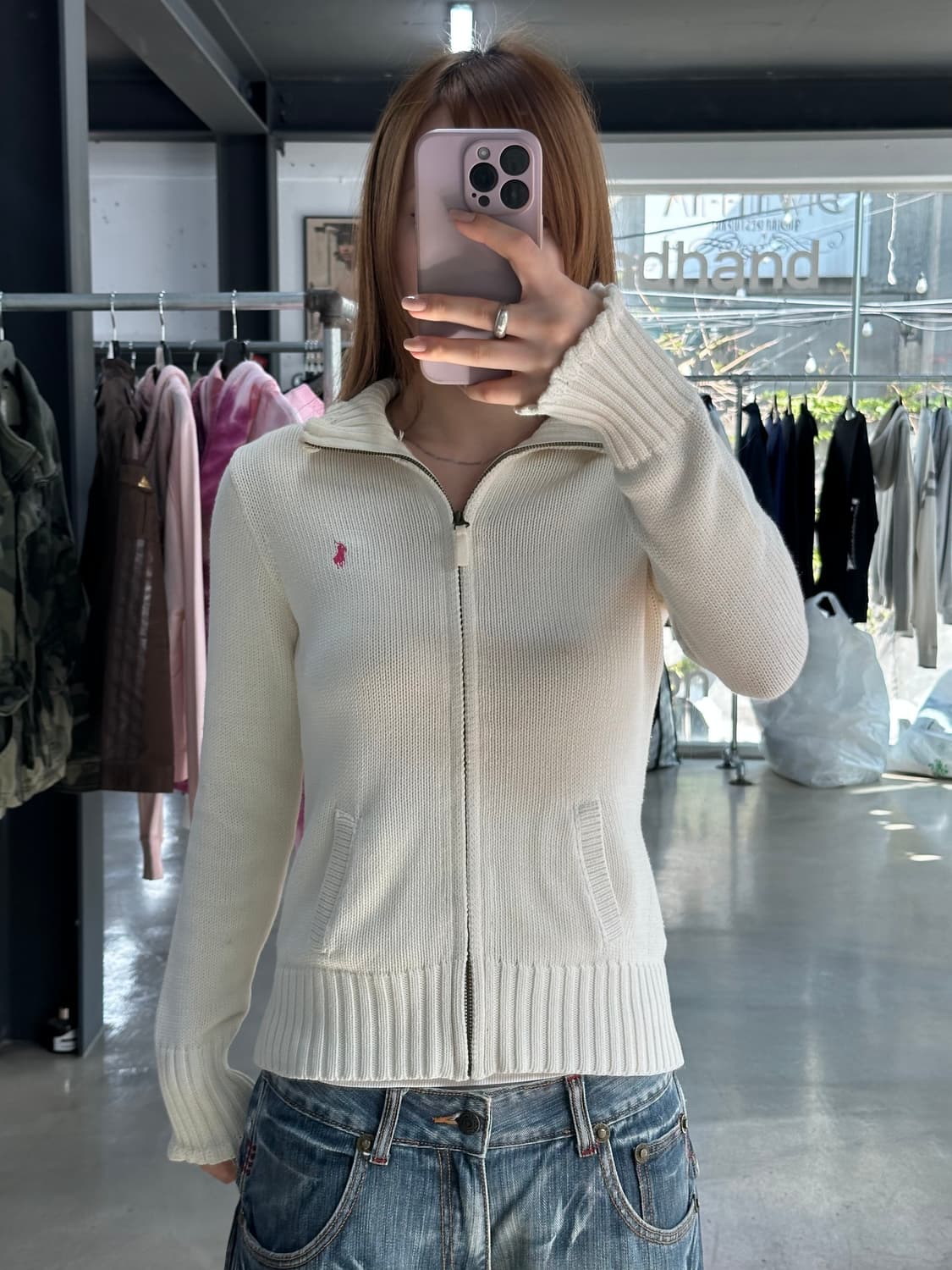 폴로랄프로렌 아이보리 핑크 니트집업 상품이미지6