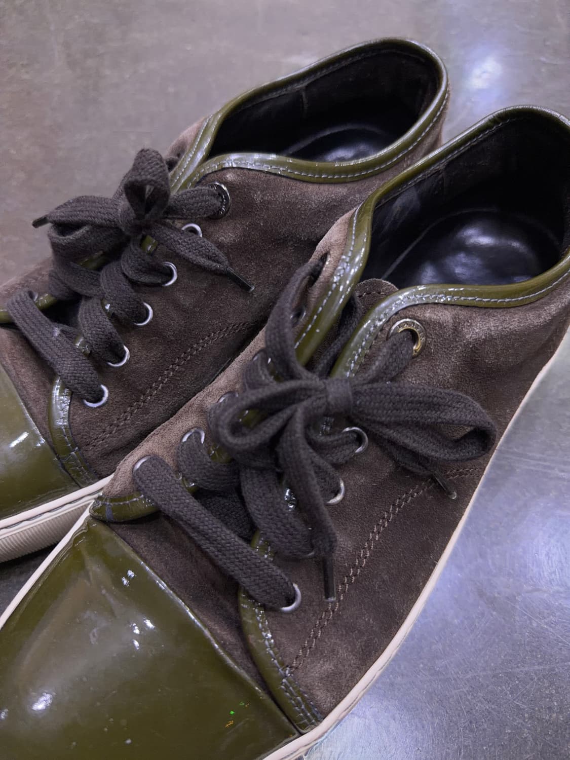 랑방 벨루어 스웨이드 레더 브라운 올리브 스니커즈 7 (260) 상품이미지3