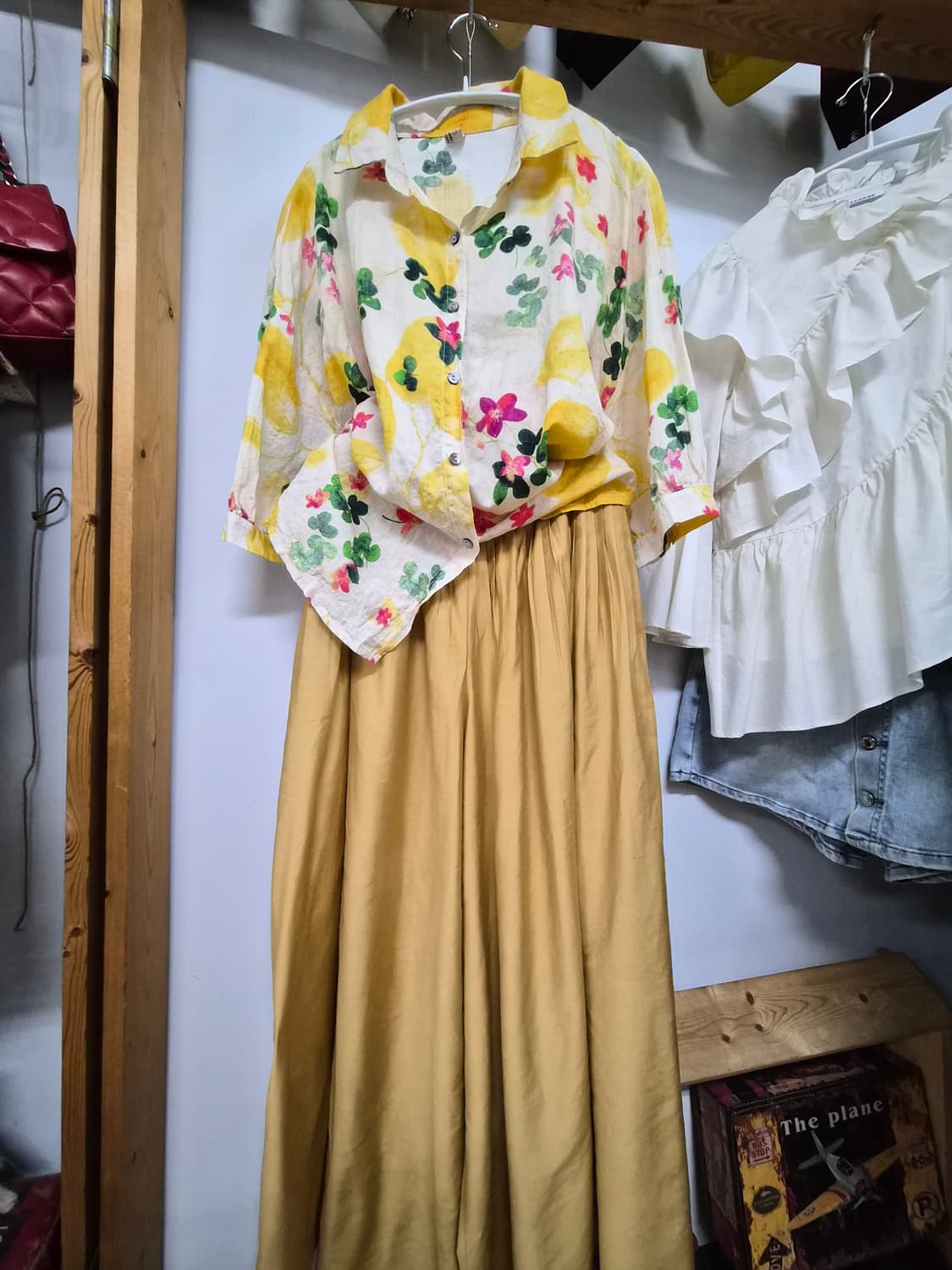 거즈면 박시 벌룬셔츠. 레이온 와이드팬츠 상품이미지1