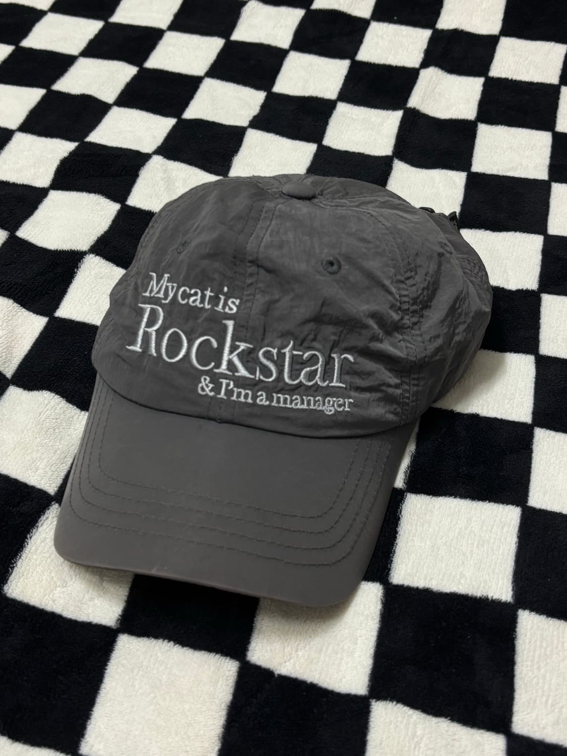 조거쉬 JOEGUSH rockstar cat Nylon 캡 모자 그레이 상품이미지1