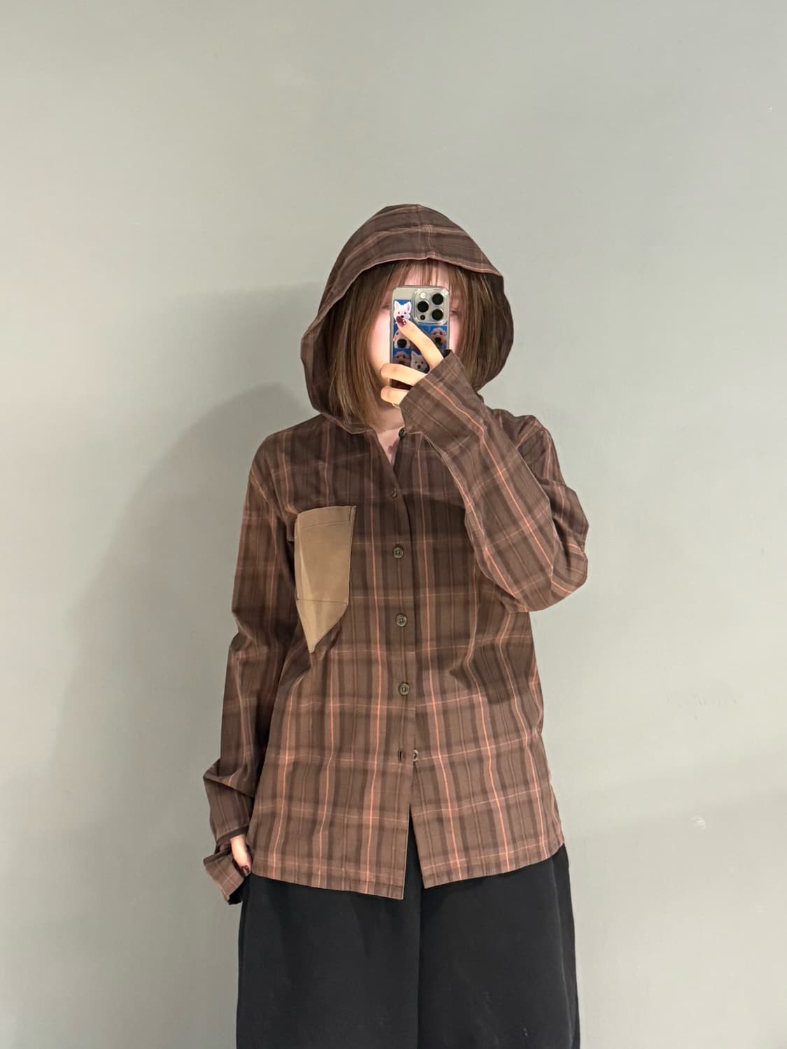 PPFM check pattern hood shirt 상품이미지2