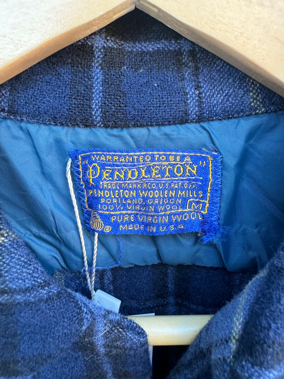 80s pendleton 펜들턴 울 블루 체크 플란넬 셔츠 M 상품이미지5