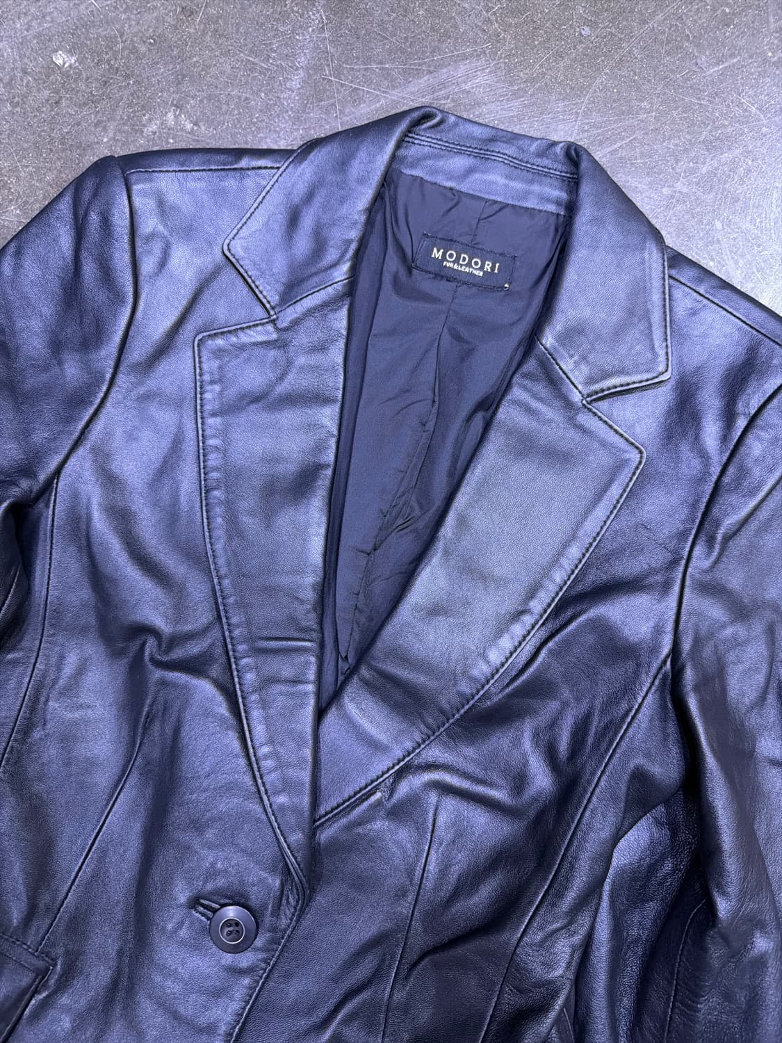 MODORI 양가죽 심플 싱글 원버튼 레더자켓 M 상품이미지3