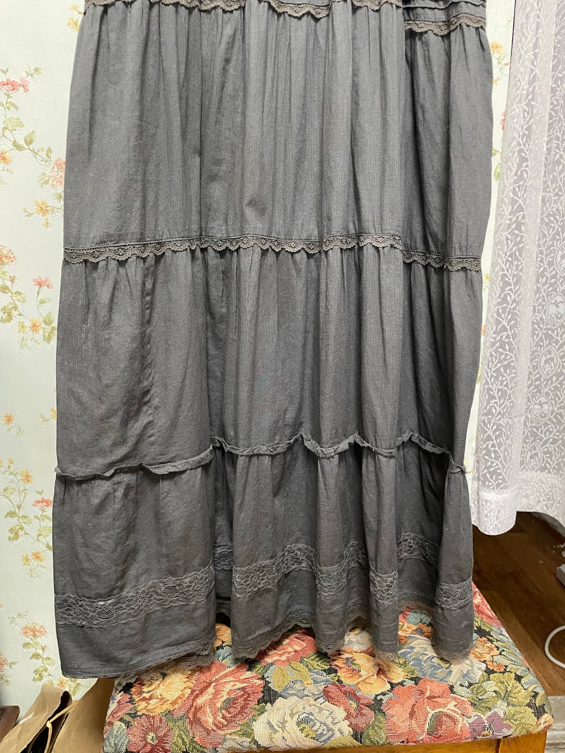 엔틱 레이스 티어드 롱 원피스 상품이미지3