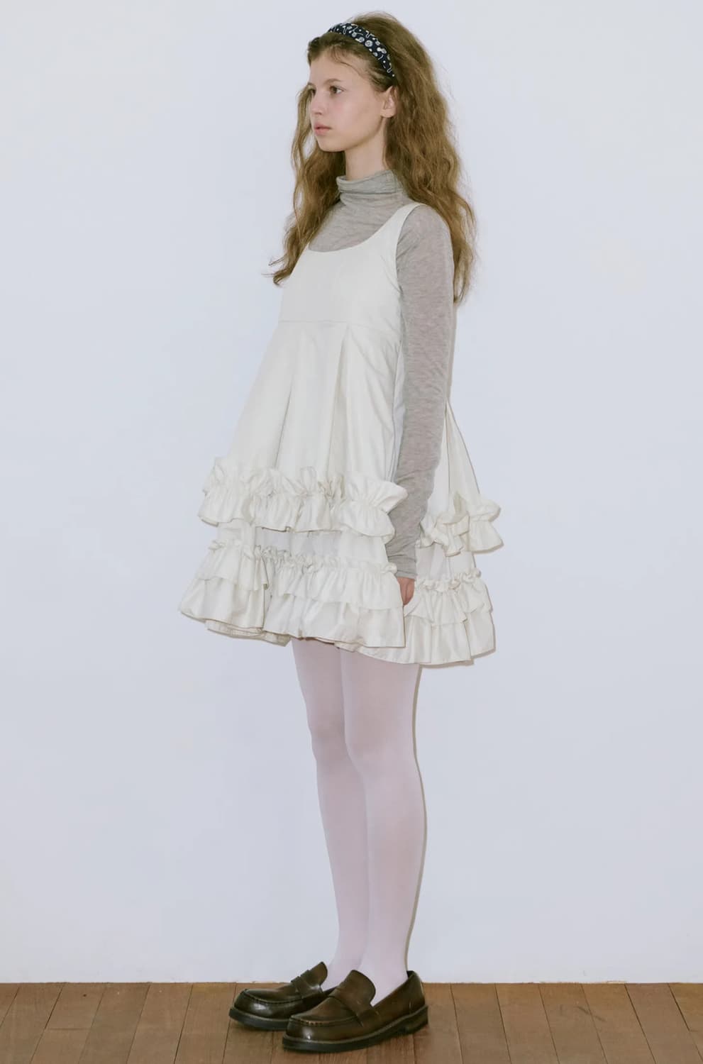 (시눈) 프릴 슬리브리스 원피스 - 크림엘로우 상품이미지2