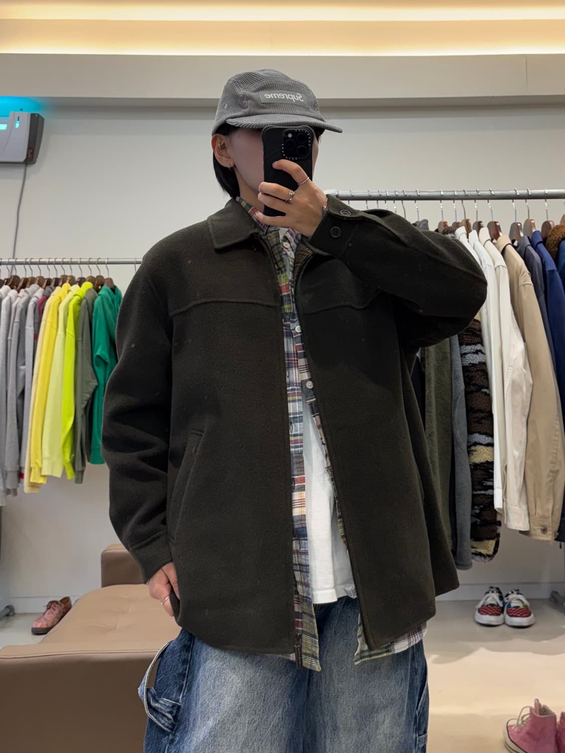 입생로랑 자수 로고 퍼 카라 모직 블루종 자켓 상품이미지8