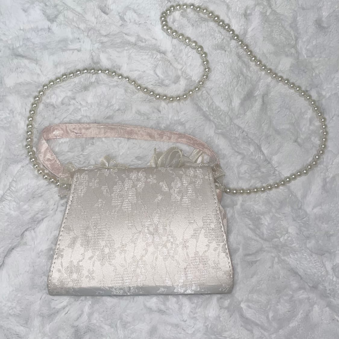 🎀 대대장 ♡ 유일매물 히메갸루 레이스 진주 리본 백♡ 상품이미지6