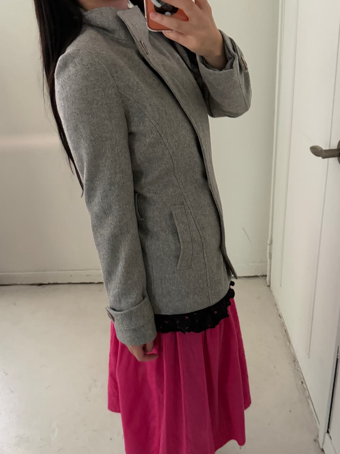 일본빈티지 연그레이 하이넥 자켓 코트 상품이미지4