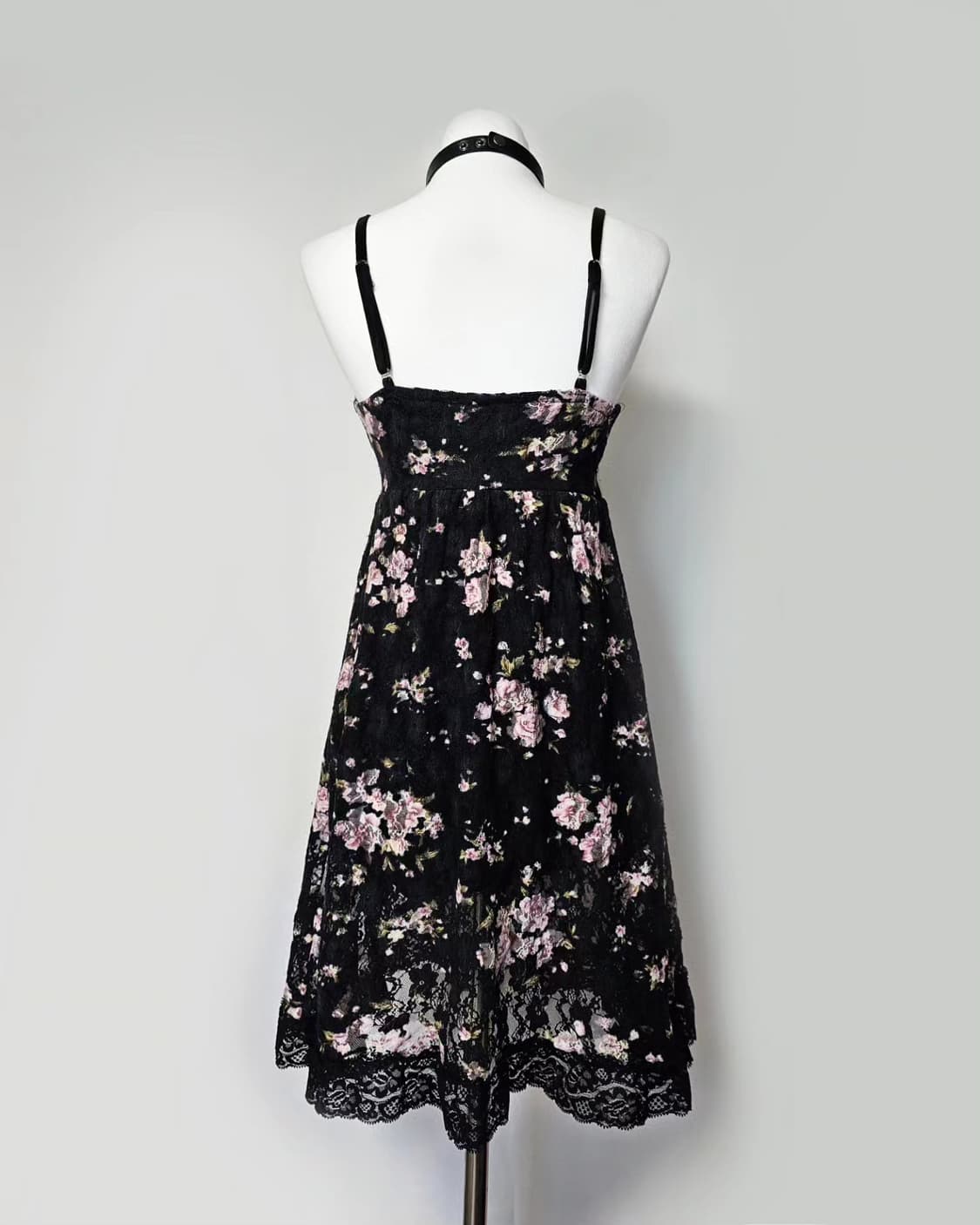 Black lace floral ribbon dress 상품이미지5