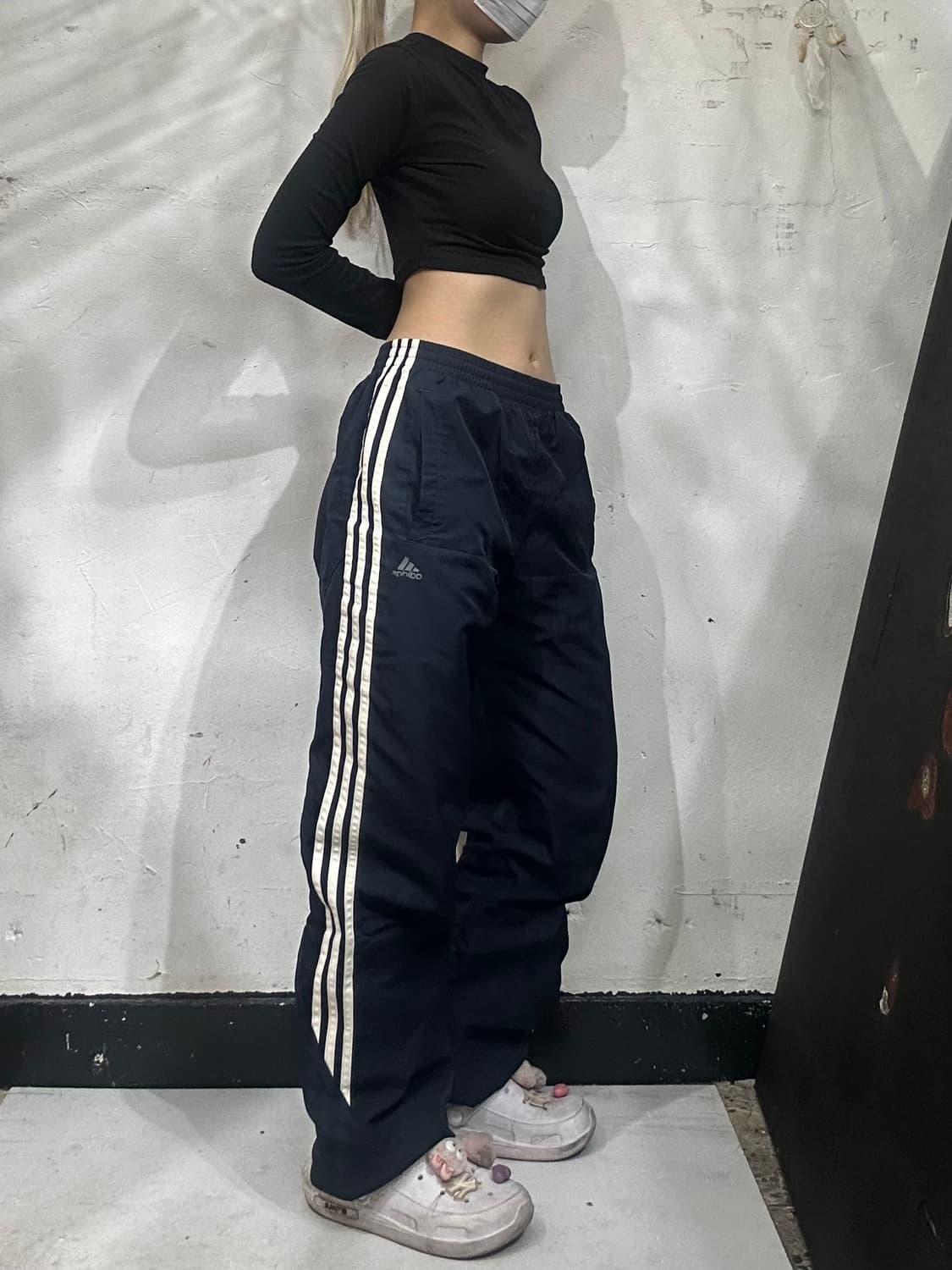 아디다스 와이드 네이비 화이트 삼선 트랙 팬츠 추리닝 바지 M 상품이미지1