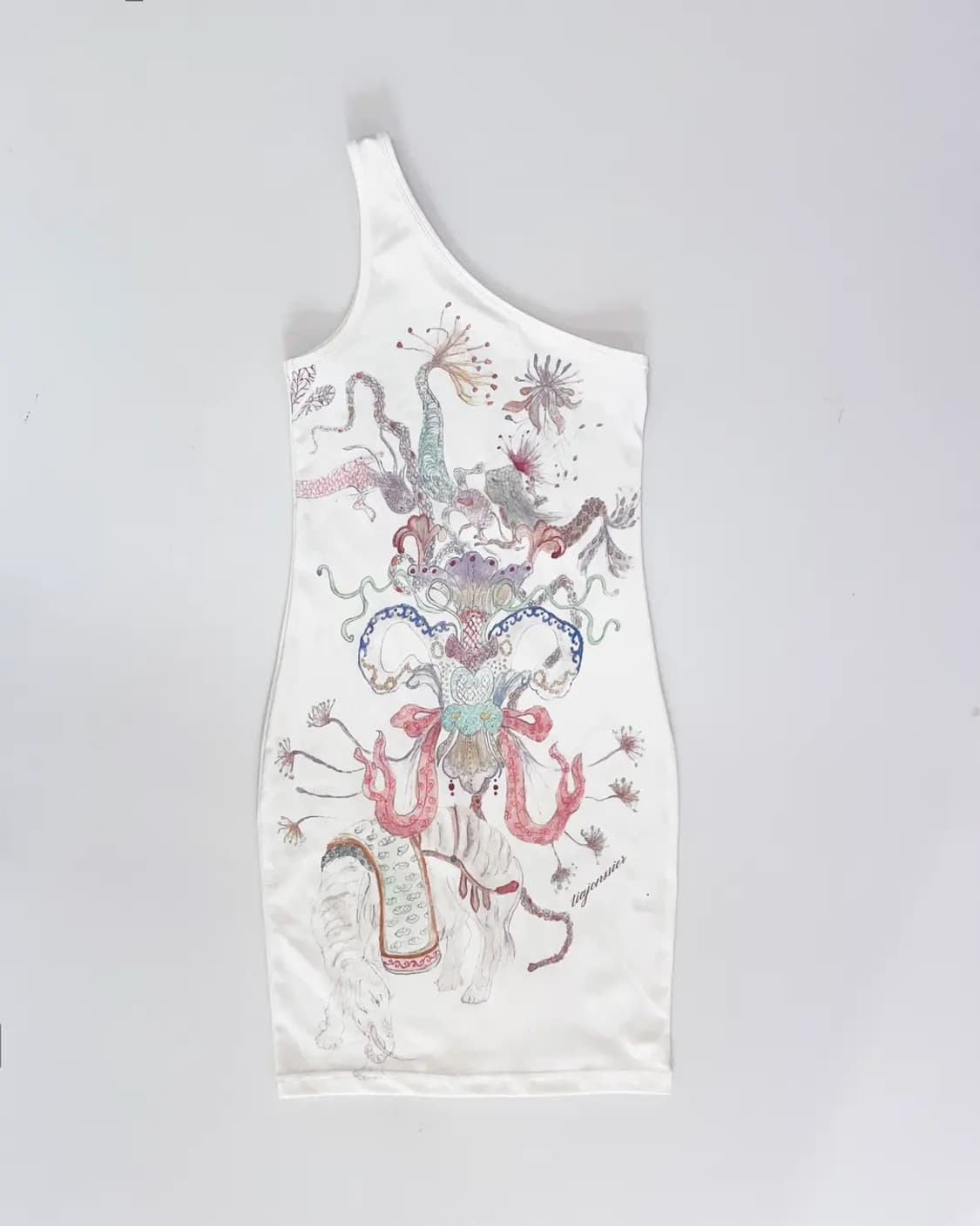 카시코 프린팅 원숄더 슬림 미니 원피스 상품이미지3