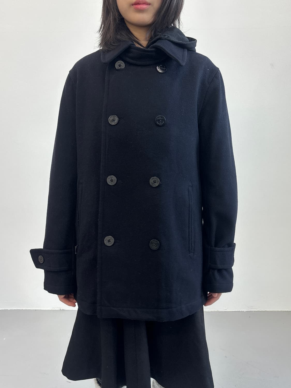Genuine Classics Black Wool Pea Coat 상품이미지2
