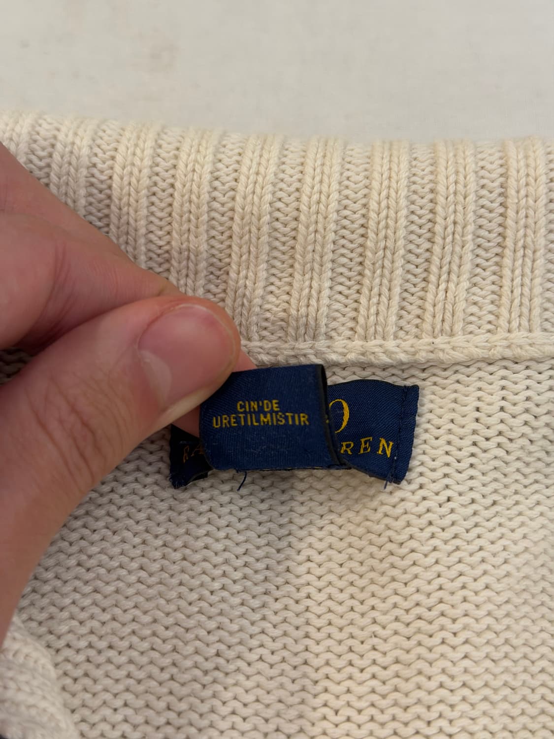 폴로 랄프로렌 빅포니 코튼 니트집업 아이보리 핑크 상품이미지4