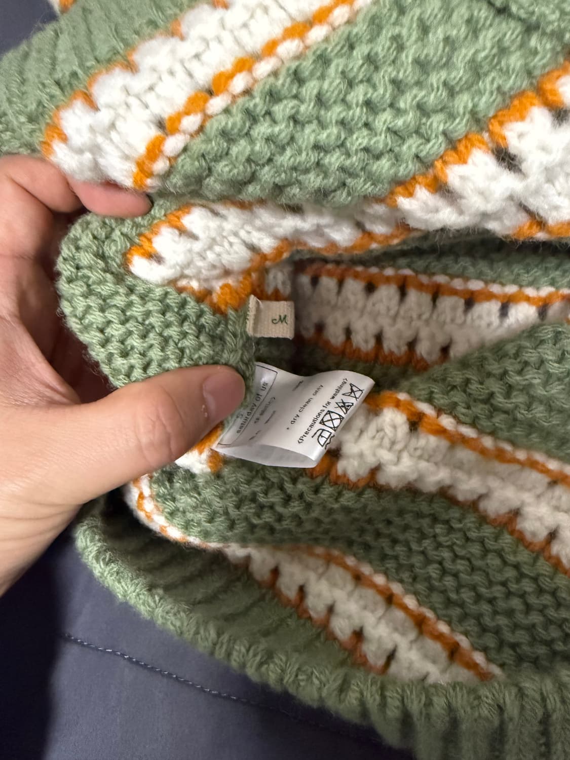 STU 울 카라 스트라이프 가디건 올리브그린 M 새상품 팝니다. 상품이미지3