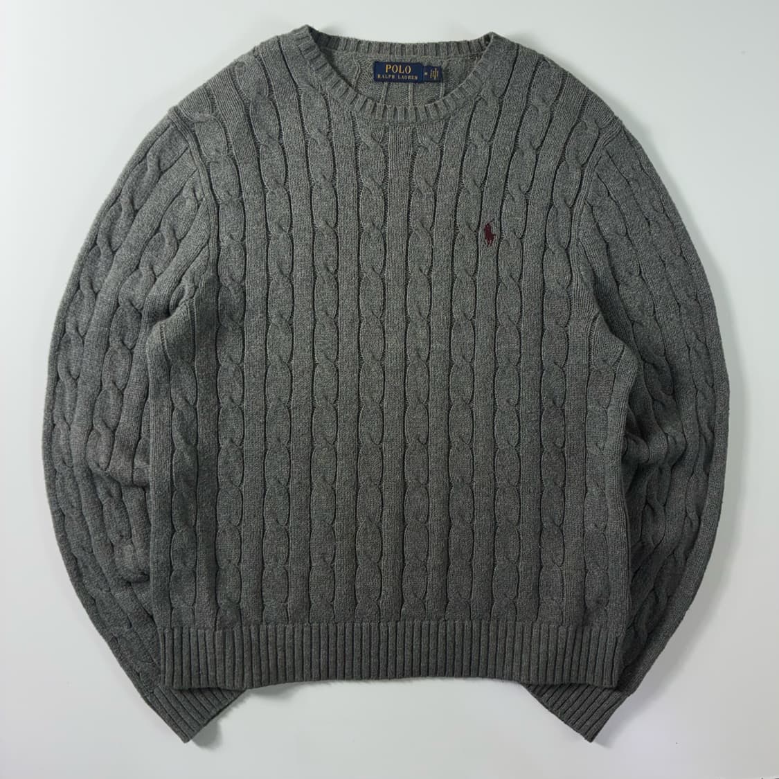 Polo  폴로 랄프로렌 자수 코튼 그레이 꽈배기 니트  상품이미지1