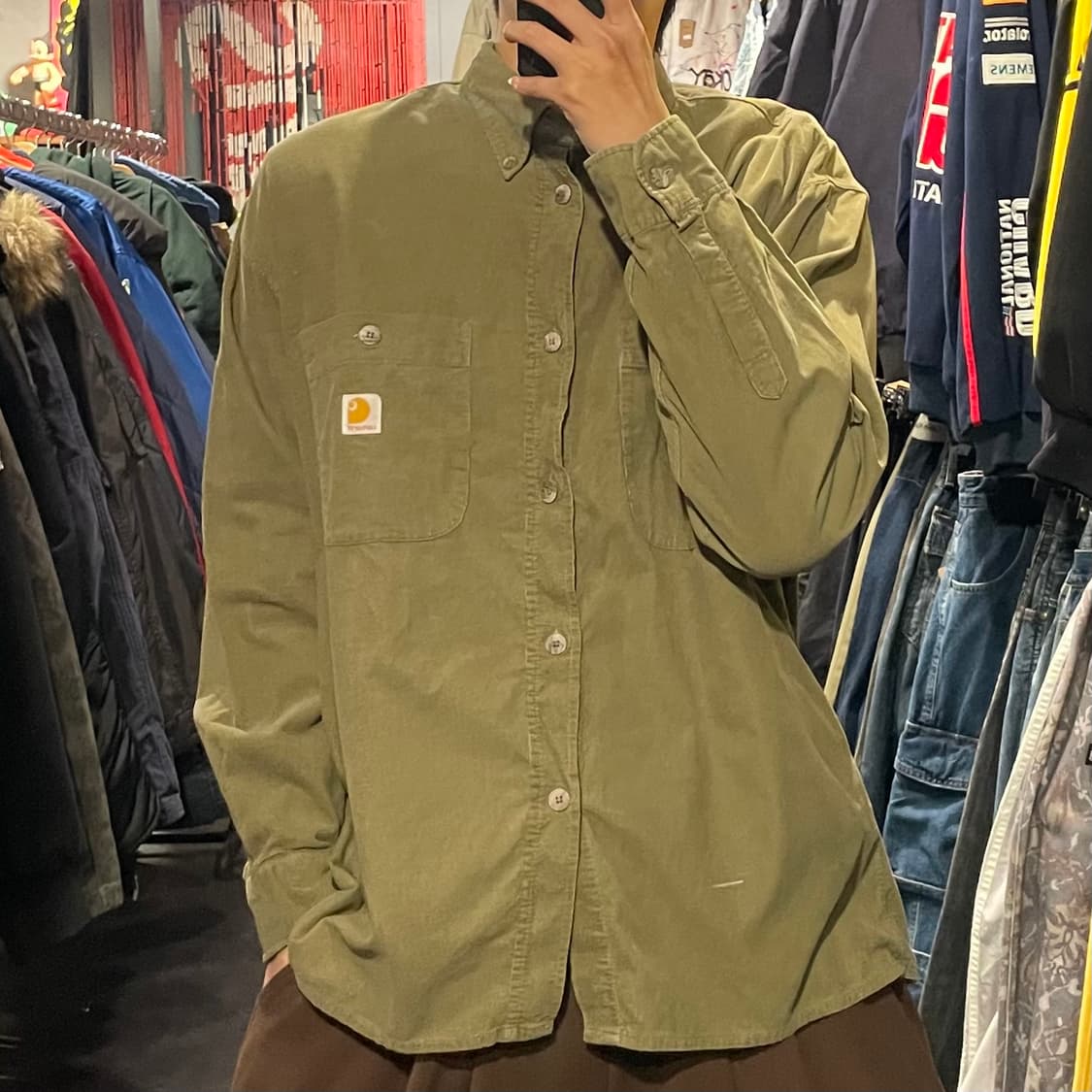 [IM] carhartt 칼하트 카키 코듀로이 셔츠 상품이미지1