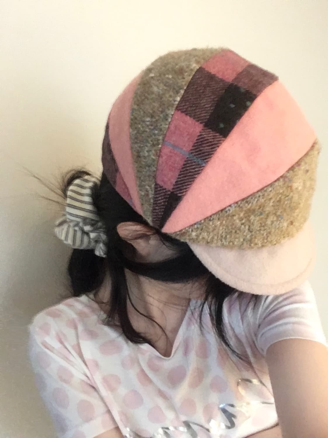 모리걸 패치워크 체크 도트 배색 캡 모자 빈티지 갸루 대장템 상품이미지1