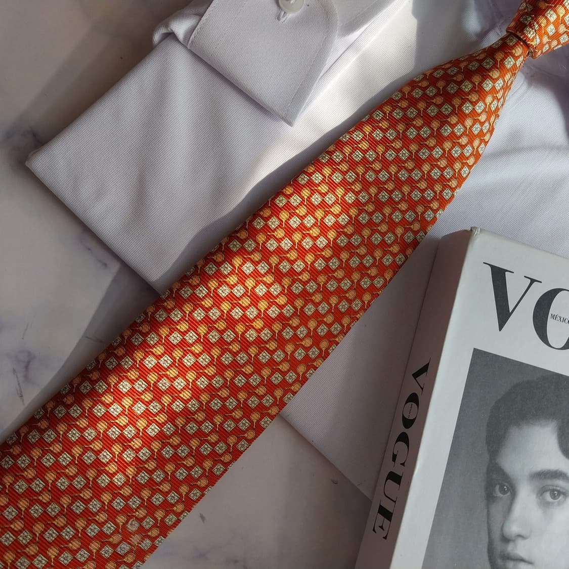 폴스튜어트 실크 오렌지 패턴 넥타이 8.5cm A등급 K2404
 상품이미지5