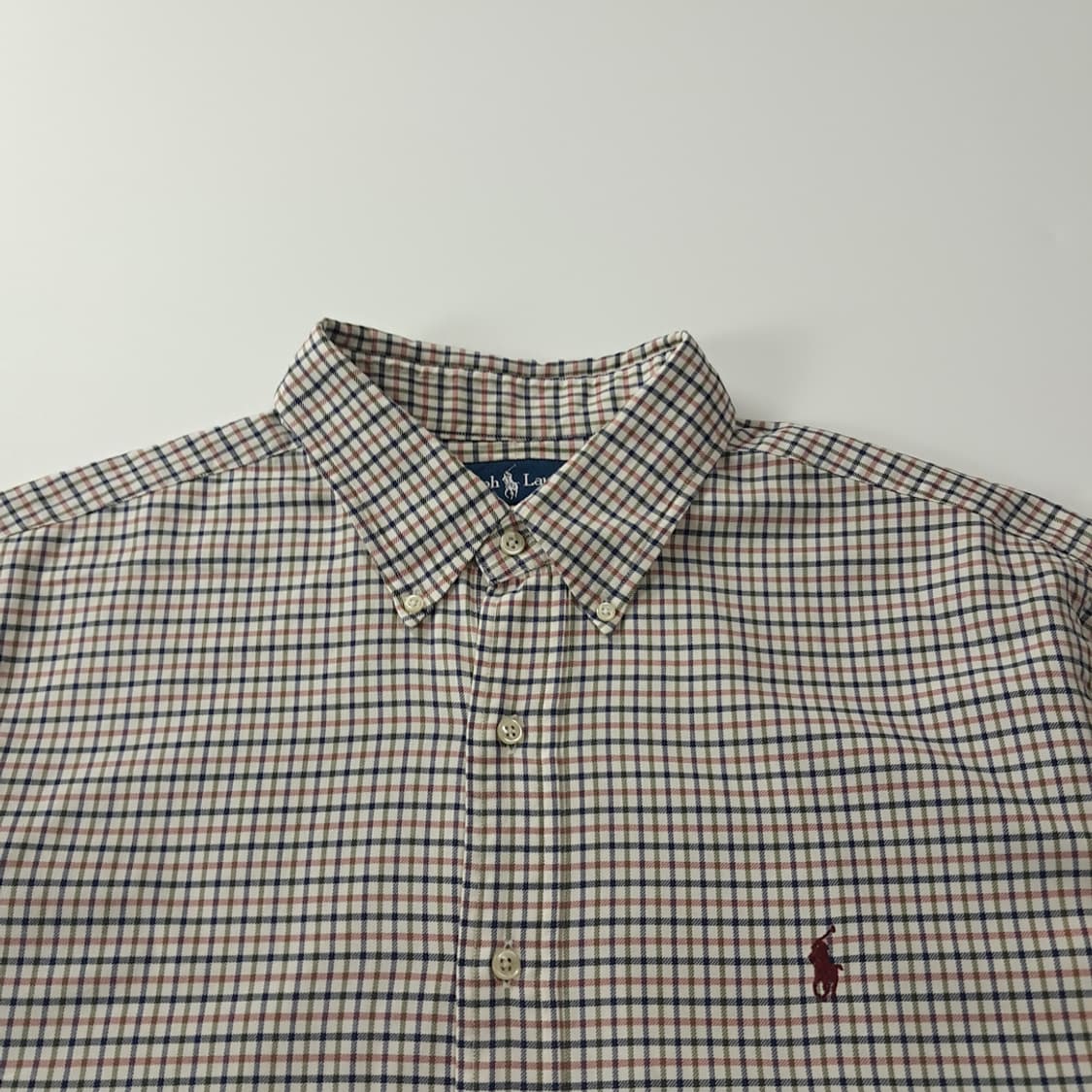 CK325 2XL 폴로 90s 홍콩판 마이크로 태터솔 체크 셔츠 남방 상품이미지2