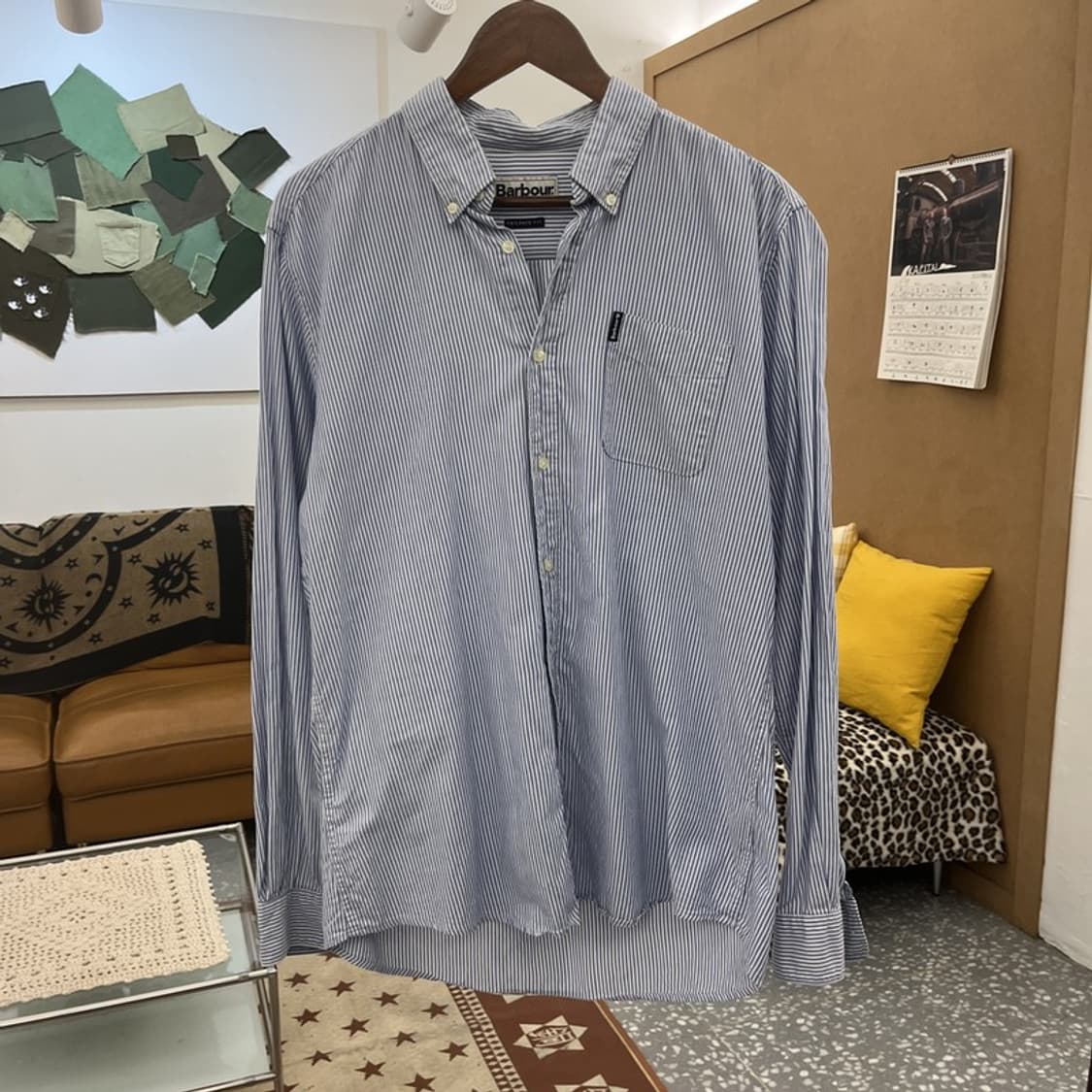 바버 캐주얼 모던시크 스트라이프 포켓로고 셔츠 105 C10066 상품이미지4