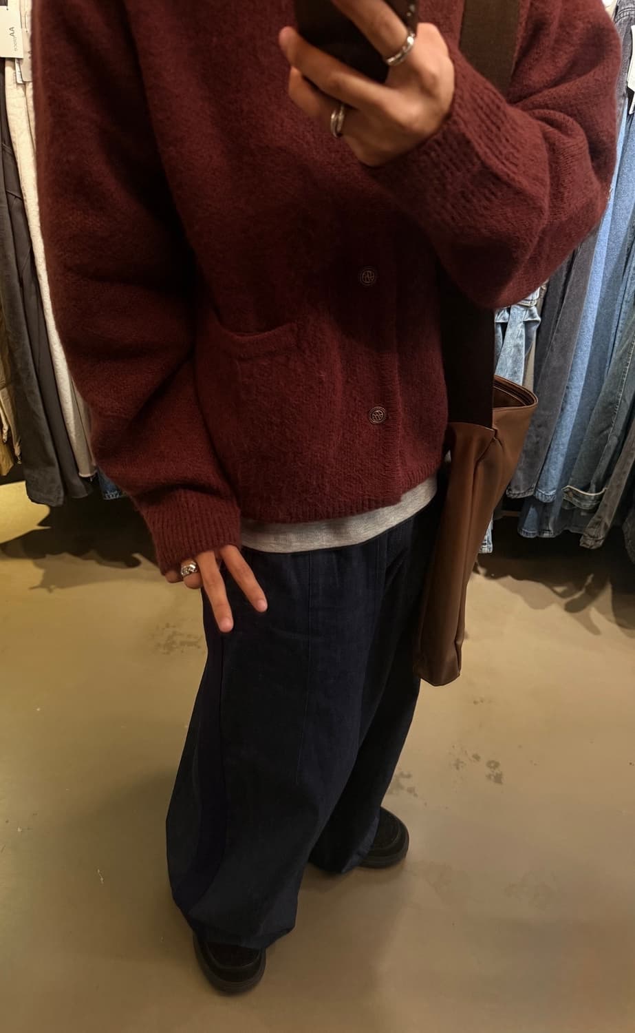 엘무드 모헤어 가디건 버건디 상품이미지1